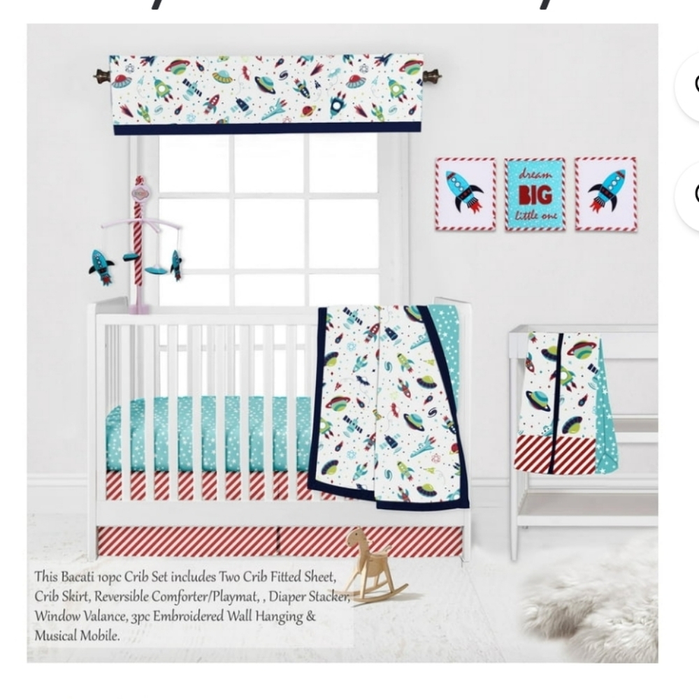 Bacati - Airspace 10-Piece Crib Bedding Set with Two Crib Sheets